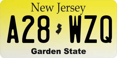 NJ license plate A28WZQ
