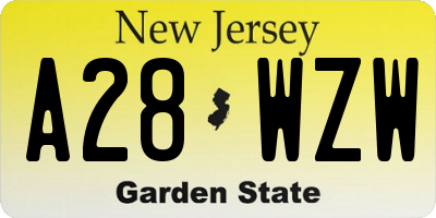 NJ license plate A28WZW