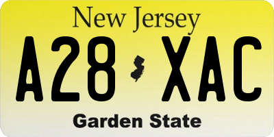 NJ license plate A28XAC