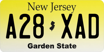NJ license plate A28XAD