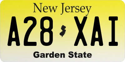 NJ license plate A28XAI
