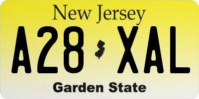 NJ license plate A28XAL