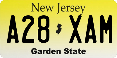 NJ license plate A28XAM