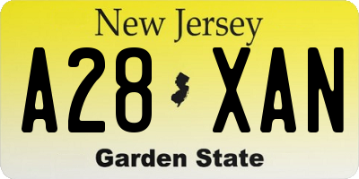 NJ license plate A28XAN
