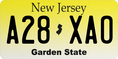 NJ license plate A28XAO