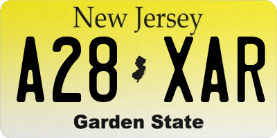 NJ license plate A28XAR