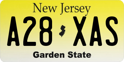 NJ license plate A28XAS