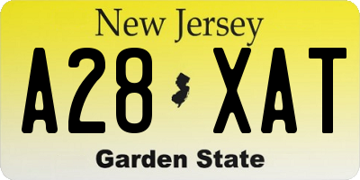 NJ license plate A28XAT