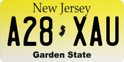 NJ license plate A28XAU