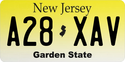 NJ license plate A28XAV