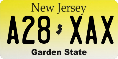 NJ license plate A28XAX