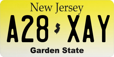 NJ license plate A28XAY