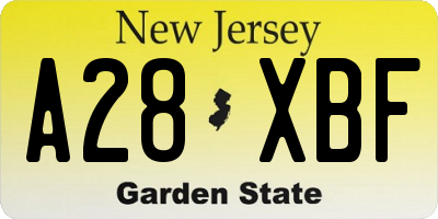 NJ license plate A28XBF
