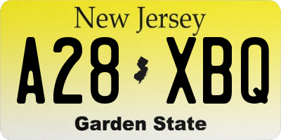 NJ license plate A28XBQ