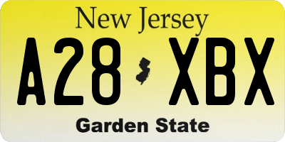 NJ license plate A28XBX
