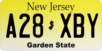 NJ license plate A28XBY