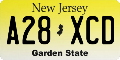 NJ license plate A28XCD
