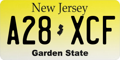 NJ license plate A28XCF