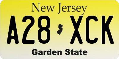 NJ license plate A28XCK
