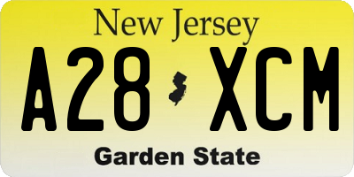NJ license plate A28XCM