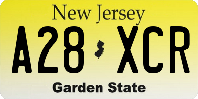 NJ license plate A28XCR