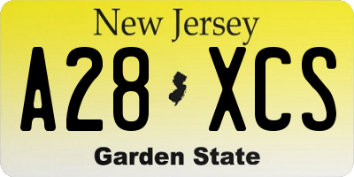 NJ license plate A28XCS
