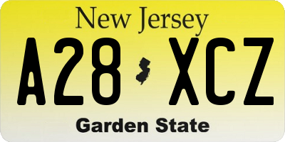 NJ license plate A28XCZ