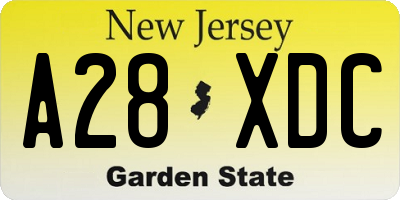 NJ license plate A28XDC
