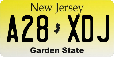 NJ license plate A28XDJ