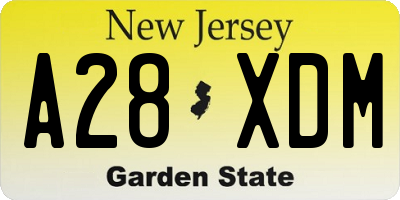 NJ license plate A28XDM