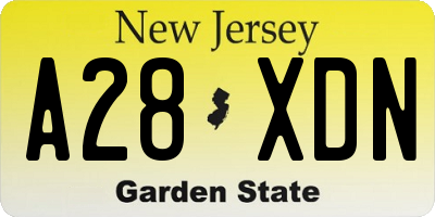 NJ license plate A28XDN
