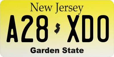 NJ license plate A28XDO