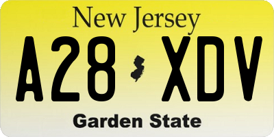 NJ license plate A28XDV