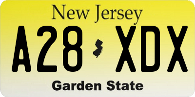 NJ license plate A28XDX