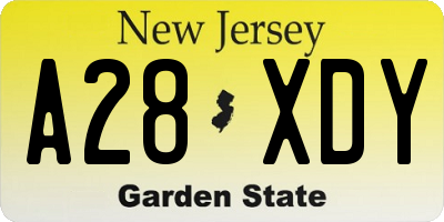 NJ license plate A28XDY