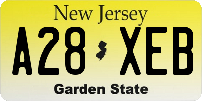 NJ license plate A28XEB