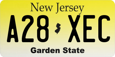 NJ license plate A28XEC