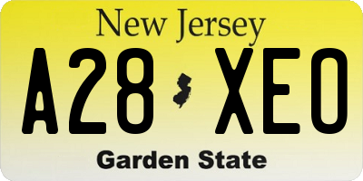 NJ license plate A28XEO