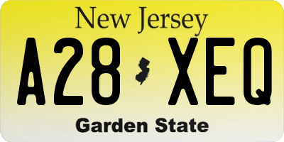 NJ license plate A28XEQ