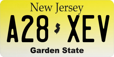 NJ license plate A28XEV