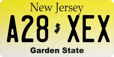NJ license plate A28XEX