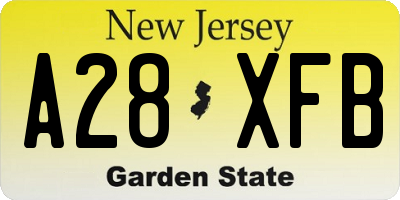NJ license plate A28XFB