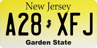 NJ license plate A28XFJ