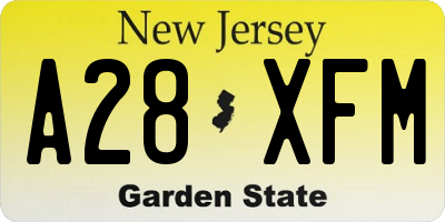 NJ license plate A28XFM