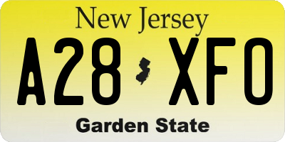 NJ license plate A28XFO