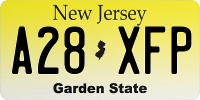 NJ license plate A28XFP