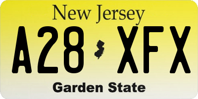 NJ license plate A28XFX
