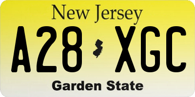 NJ license plate A28XGC