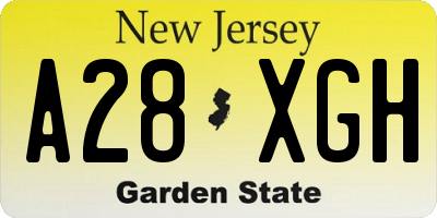 NJ license plate A28XGH