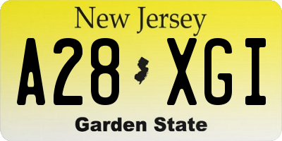 NJ license plate A28XGI